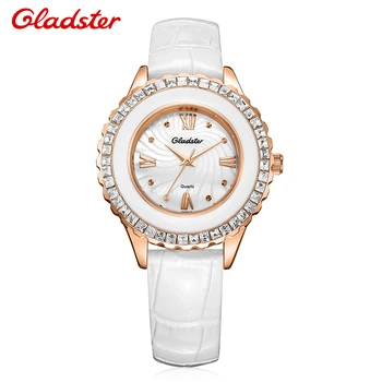 Luxury Brand Watch women Gladster Genuine Leather Fashion Red Waterproof Watches Women Watch Crystal Ladies Watches montre femme