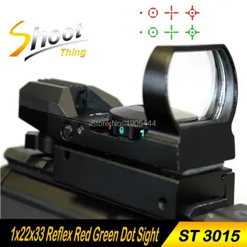 ST3015 Holographic 4 Reticle Red/Green Dot Sight Scope with Hunting Tactical 20mm Holographic 1x22x33 Reflex Red Green Dot Sight