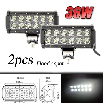 2pcs DC9-32V 36W 7inch Led work light bar with Creee Chip light bar for truck off road 4X4 accessories ATV Car light
