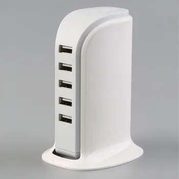 2pcs Vertical 30W 5 Port USB Power Adapter With Charging Ports 5V/6A UK Plug