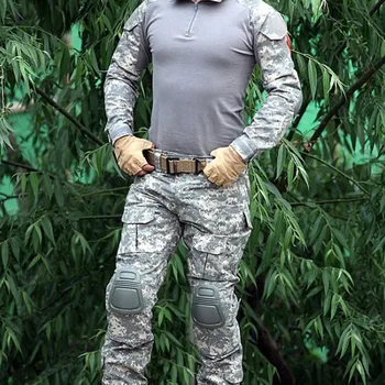 Tactical Highlander Camouflage Military Uniform Clothes Shirt + Cargo Pants Knee Pads