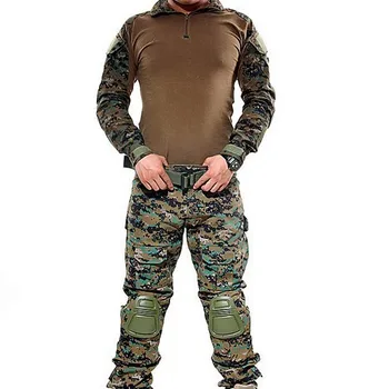 Tactical Desert digi Camouflage Military Uniform Clothes Men US Army Multicam Hunting Military Combat Shirt + Pants + Knee Pads