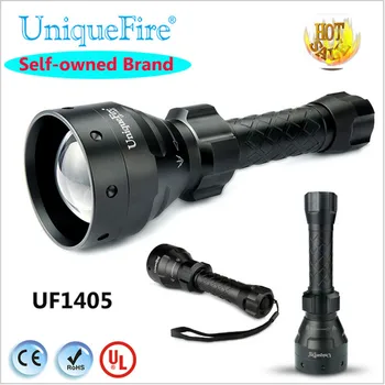 Uniquefire 1405 Upgraded Zoomable Rechargeable LED Hunting Flashlight Torch Light 850NM IR LED 67mm Convex Lens 3 Mode