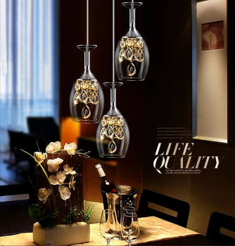 Modern Luxurious Red Wineglass Pendant lights LED Pendant Lamp with Glass Shade and Crystal Pendant 110/220V Warm White/ (White)
