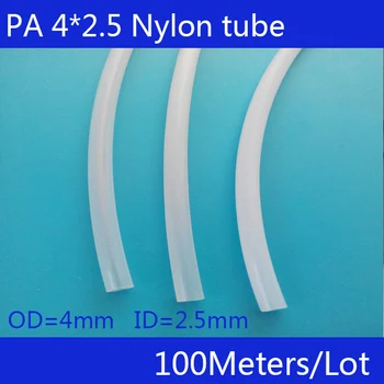 100 metri/lotto Tubo di Nylon PA4X2.5mm OD 4mm ID 2.5mm Plastica Flessibile Tubo PolyamideTube
