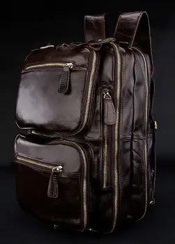 High Class Genuine Leather Backpack Men Travel backpack real Leather School bag weekend bag Overnight New 2016 M039#