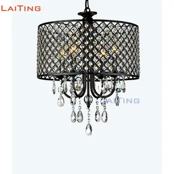 Modern Antique Black Crystal Hanging Light Dining Room Pendant Light with Shade LT-71143