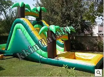 Commercial garden kids inflatable mini water slide with pool
