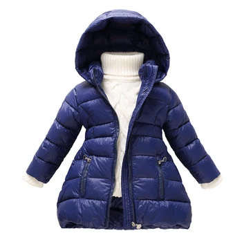 Thicken New Winter Jackets Girls Down Parkas Korea 12M-6Y Children's Hooded long Coats Warm Snowsuit Kids Outwear Outdoor SC658