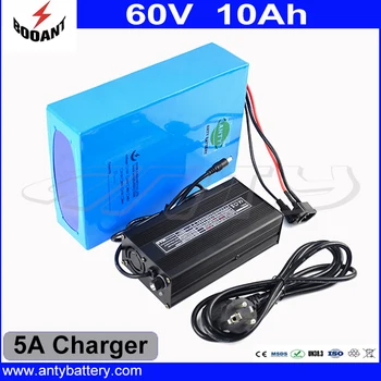 1000W 60V 10Ah Electric Bicycle Battery Built-in 30A BMS With 5A Charger Lithium Rechargeable Battery Pack 60V