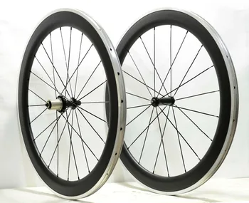 700C Alloy brake surface carbon wheels 60mm depth road bike carbon wheelset 23mm width 3K matte finish with Powerway R36 hub