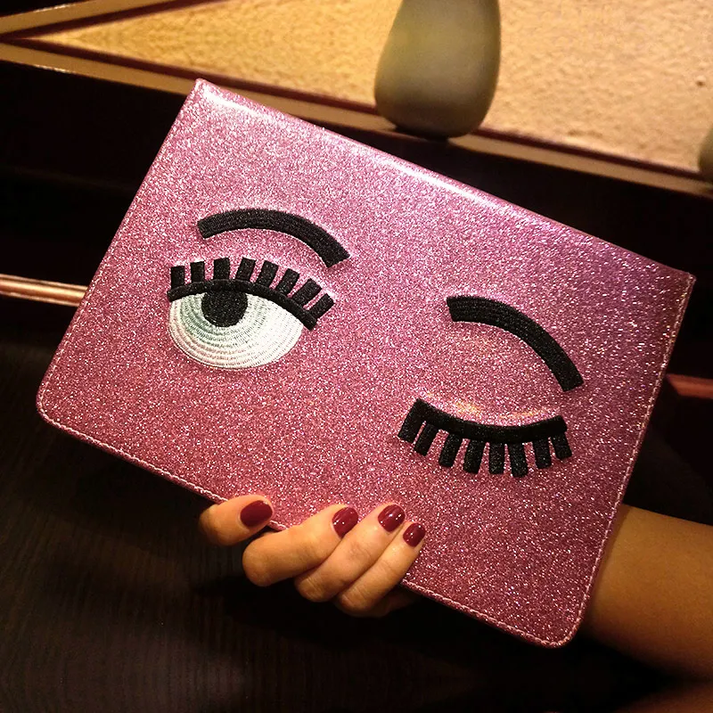 Alabasta Cute Blinking Wink Glitter Eyes PU Leather Case Stand Cover For Apple iPad mini 1/2/3 & For ipad 2/3/4 Case+Xmas Gift