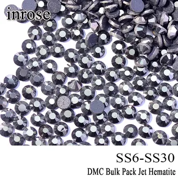 The Crafts Outlet DMC Hotfix Superior Quality Glass Round Jet Hematite Rhinestone Embellishment Size SS6 SS10 SS16 SS20 SS30