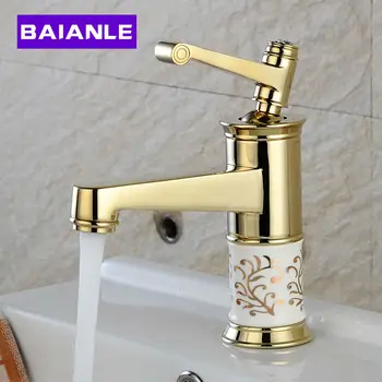 Porcelain Faucet Retro Mixer Tap fashion Antique faucet copper hot and cold basin tap