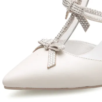 Genuine Leather Stiletto High Heels Women Pumps Woman High Heel Wedding Party Shoes Kitten Heels Plus Size 34-40