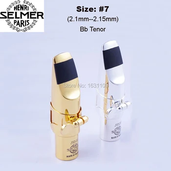 New Selmer Brand Professional Sax Mouth Silvering Gold Metal Tenor Saxophone Mouthpiece + Cap + Ligature Size #7