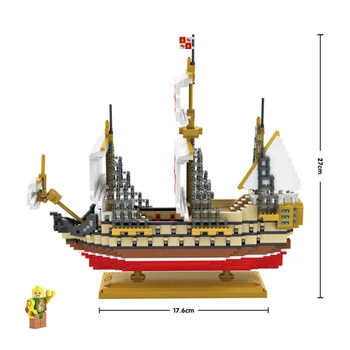 IBLOCKS 2660pcs Large Scale Model Santa Maria Columbus Fleet Sailing Ship Assemblage Diamond Nanoblock Models & Building Toy