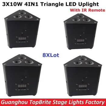 8Pcs/Lot LED Mini Triangle Stage Light 3X10W RGBW 4IN1 LED Mini Corner Lights 110-240V For Party Events Lighting