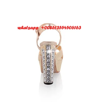 New fashion super high thick heels woman sandal 2017 sexy open toe platform wedding shoes gold silver high heel shoes