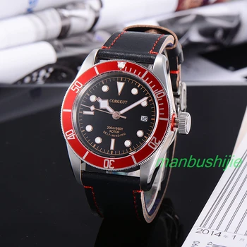 41MM Corgeut Wristwatches Black Dial Luminous Marks 20ATM Mens Automatic Watch Relogio Masculino
