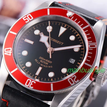 41MM Corgeut Wristwatches Black Dial Luminous Marks 20ATM Mens Automatic Watch Relogio Masculino