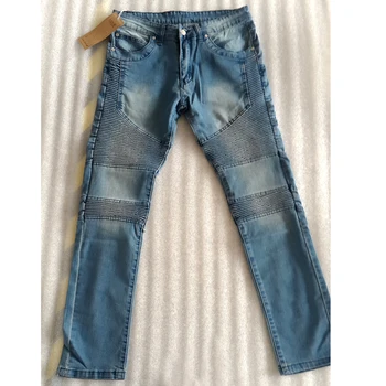 Plus Size 40 Mens Skinny Jeans 2016 Runway Distressed Slim Elastic Jeans Denim Biker Jeans Hiphop Pants Washed Jeans for Men