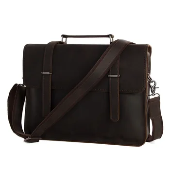 ROCKCOW Vintage Crazy Horse Leather Briefcase Men Messenger Bag Laptop Bag 6148