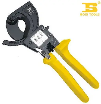 Ratcheting Cable Cutter 250mm Long with Yellow Plastic Handle