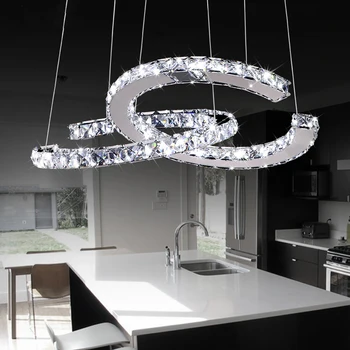 Modern Simple Artistic Stainless Steel Plating LED Amber Crystal Pendant Light