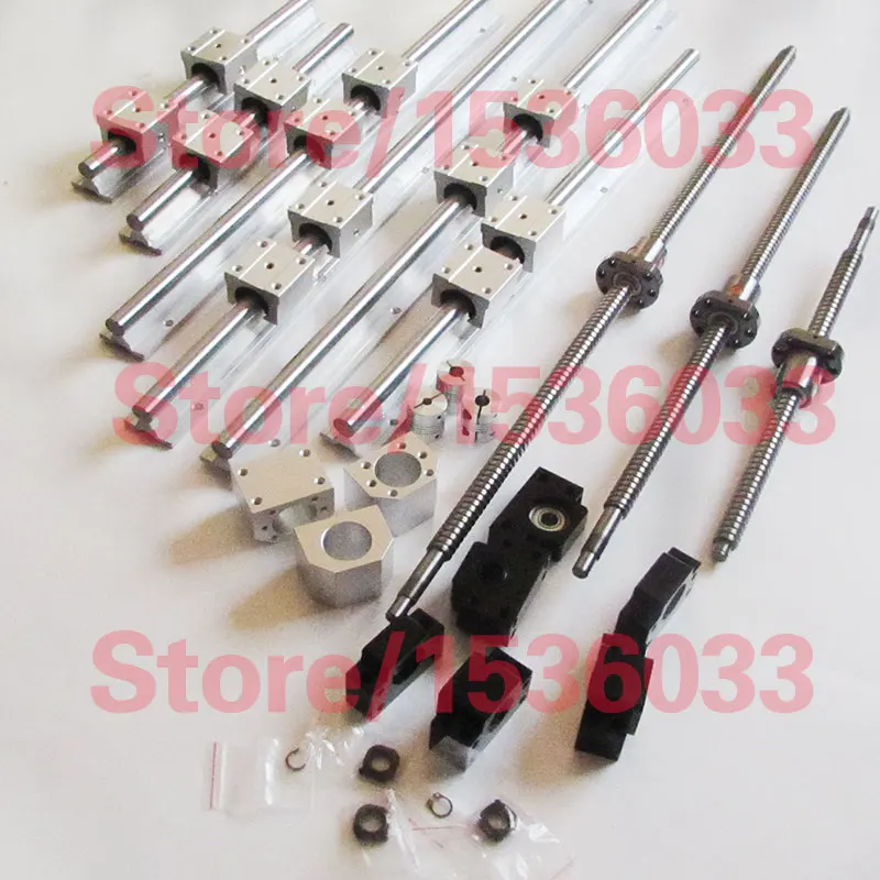 3pcs lead ballscrews ball screws + 3 set SBR rails +3sets BK/BF12+3pcs couplings