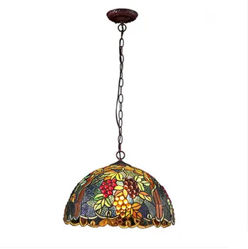 European upscale luxurious colored glass chandelier Vintage tiffany noble copper lamp for parlor&porch&stairs&pavilion& ZLDD057