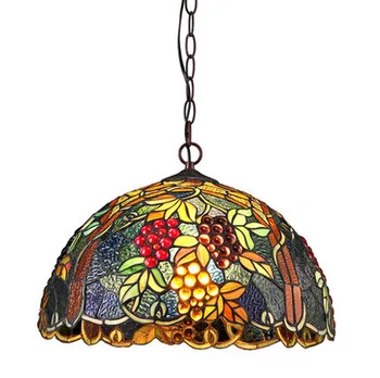 European upscale luxurious colored glass chandelier Vintage tiffany noble copper lamp for parlor&porch&stairs&pavilion& ZLDD057