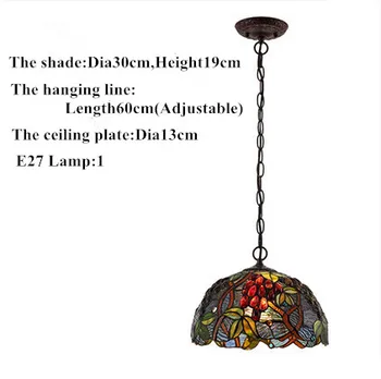 European retro luxurious colored glass pendant lights Vintage tiffany warm copper lamp for parlor&porch&stairs&pavilion ZLDD058