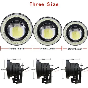 2pc Universal 2.5/3.0/3.5Inch 64/76/89MM 30W LED fog lights Angel Eyes by car Xenon Waterproof Fog Lamp Car-styling foglights