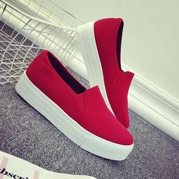 Women Pumps Shoes Fashion Women Shoes Slip On Lazy Shoes Red Black Thick Bottom Loafers Mujer Zapatos Size 35-39