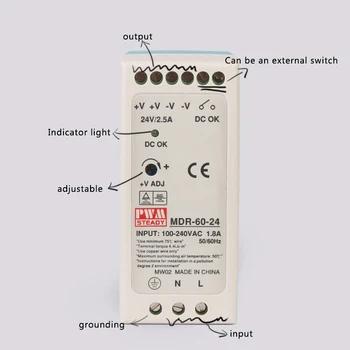 MDR-60W CE 12v 5a power supply circuit for led light Slim DIN Rail Switching Power