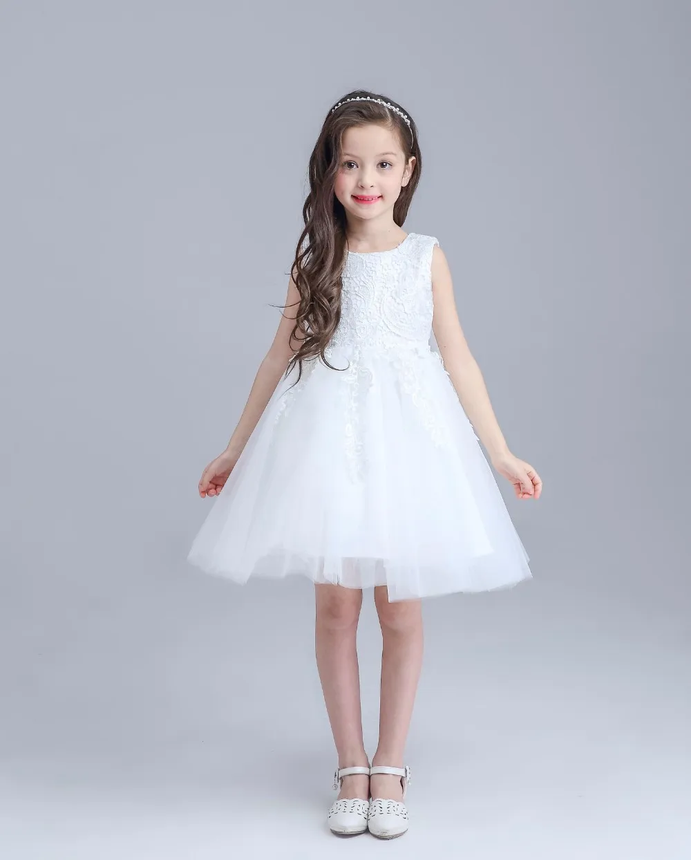 2017 Hot White First Communion Dresses For Girl Tulle Lace Infant Toddler Pageant Flower Girl Dress for Wedding and Birthday