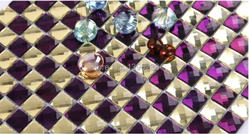 13 edges beveled Crystal Diamond Shining Mirror Glass Mosaic Tiles for wall_showroom KTV Display cabinet DIY decorate,LSMR1307