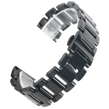 18mm 20mm 22mm Breathable Big Gap Stainless Steel Wrist Watch Band Black Replacement Bracelet Strap Push Button + 2 Spring Bars