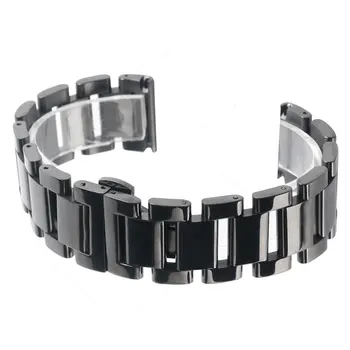 18mm 20mm 22mm Breathable Big Gap Stainless Steel Wrist Watch Band Black Replacement Bracelet Strap Push Button + 2 Spring Bars