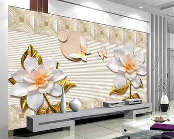 Beibehang 3D Wallpaper Embossed Butterfly Flower TV Background Wall Painting Living Room Bedroom Background 3d wallpaper photo
