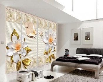 Beibehang 3D Wallpaper Embossed Butterfly Flower TV Background Wall Painting Living Room Bedroom Background 3d wallpaper photo