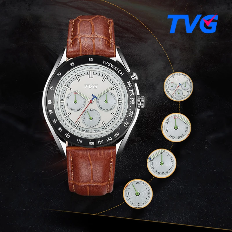 168 TVG Newest Quartz Watches Men Waterproof Fashion Wrist Watch Casual Quartz-watch Stainless Steel watchband relogio masculin