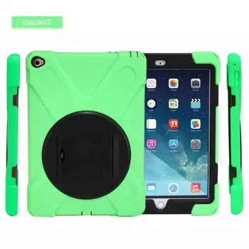HDW-IP6 Shockproof Protector Sillcone Rubber PC Armor Case Stand Cover For Apple ipad air 2 9.7