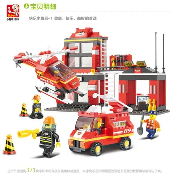 Sluban model building kits compatible with lego city fire 739 3D blocks Educational model & building toys hobbies for children