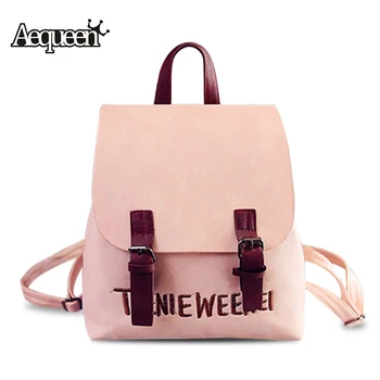 AEQUEEN Women Backpack Leather Preppy Style Backpacks School Bags For Teenagers Girls Cute Rucksack Female Mini Bags