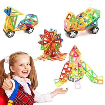 LittLove 40 Pcs 3D Assemblage Building Blocks Model Kit Magnetic Constructor Gift Diy Enlighten Bricks Educational Kids DIY Toy