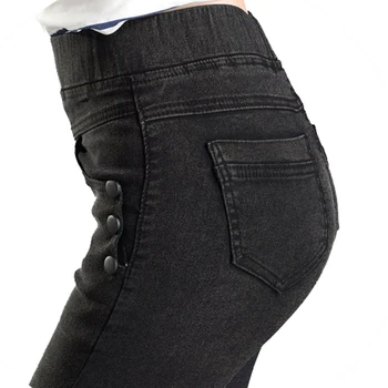Elegdream Jeans 2017 Spring Women Plus Size S 5XL Elastic Waist Denim Trousers Ladies Skinny Pencil Jeans Black Hot