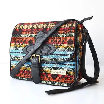 European and American Canvas Women Handbags Multicolor Flap National Zipper Shoulder Bags Fashion Messenger Bags Crossbody Bag