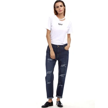 Blue Jeans For Women 2017 Spring Torn Jeans Harem Pants Loose Hole BF Jeans for Women Female Denim Pants Trousers Straight D110